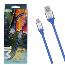 USB кабель резиновый синий 1000 мм Micro  MRM R35 B4020